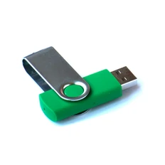 Флешка пластиковая с металлической крышкой 4 Гб Твист, зеленая фото