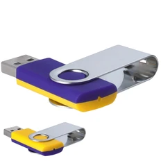 Флешка пластиковая на 16 Гб Twist Mix USB 2.0, желтая / фиолетовая фото