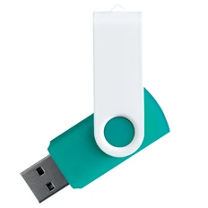 Флешка пластиковая на 16 Гб Twist White Color USB 3.0, бирюзовая / белая фото