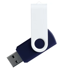 Флешка пластиковая на 32 Гб Twist White Color USB 2.0, темно-синяя / белая фото
