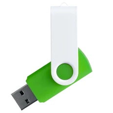 Флешка пластиковая на 32 Гб Twist White Color USB 3.0, салатовая / белая фото