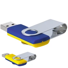 Флешка пластиковая на 64 Гб Twist Mix USB 2.0, синяя / желтая фото