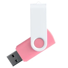 Флешка пластиковая на 64 Гб Twist White Color USB 2.0, розовая / белая фото