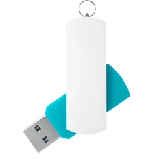 Флешка пластиковая на 8 Гб Elegance Color USB 2.0, бирюзовая / белая фото