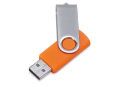 Флешка пластиковая на 8 Гб Flash C1 USB 2.0, soft-touch, оранжевая / серебристая фото
