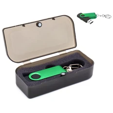 Флешка пластиковая в футляре на 16 Гб Twist, черная / зеленая фото