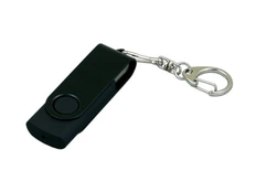 Флешка промо USB 2.0 на 4 Гб с поворотным механизмом и однотонным металлическим клипом, чёрная фото