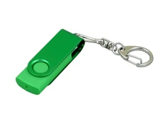 Флешка промо USB 2.0 на 4 Гб с поворотным механизмом и однотонным металлическим клипом, зелёная фото