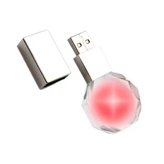 Флешка стеклянная с подсветкой на 16 Гб Diamond, серебристая / красная фото