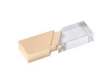 Флешка USB 2.0 на 32 Гб с кристаллом, золотая / прозрачная фото