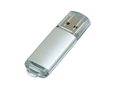 Флешка USB 2.0 на 4 Гб с прозрачным колпачком, серебристая фото