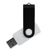 Флешка из переработанного пластика на 32 Гб Twist Eco USB 3.0, белая / черная фото