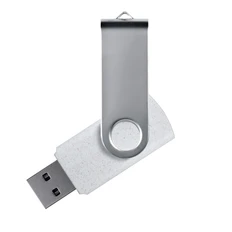 Флешка из переработанного пластика на 4 Гб Twist Eco USB 2.0, белая / серебристая фото