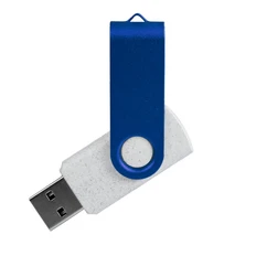 Флешка из переработанного пластика на 4 Гб Twist Eco USB 2.0, белая / синяя фото