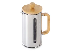 Френч-пресс с ручкой из бамбука Coffee Break, серебристый / бежевый фото