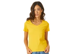 Футболка женская с V образным вырезом US Basic Heavy Super Club, желтая фото