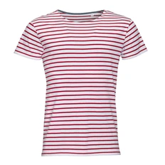 Футболка мужская полосатая Sol's Miles Men, белая / красная фото
