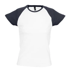 Футболка женская Sol's Milky 150, белая / ночной синий фото