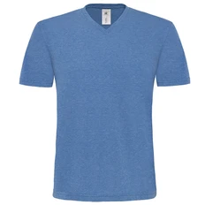 Футболка мужская с V образным вырезом B&C Mick Deluxe, синий меланж фото