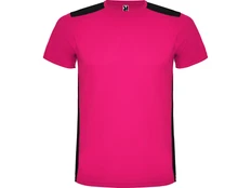Футболка мужская спортивная Roly Detroit, ярко-розовая / черная фото