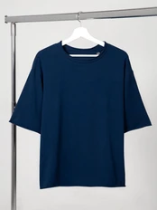 Футболка оверсайз Manevr Vozduh 2.0, темно-синяя фото