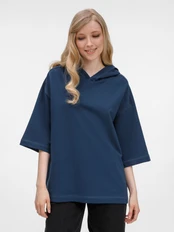 Футболка оверсайз унисекс с капюшоном Manevr Neofit, темно-синяя фото