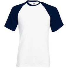 Футболка мужская Fruit of the Loom Short Sleeve Baseball T 160, белая / темно-синяя фото