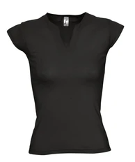 Футболка женская с V образным вырезом Sol's Mint 170, черная фото