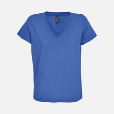 Футболка женская Sol's Regent Women с V-образным вырезом, 150 г/м2, ярко-синяя фото