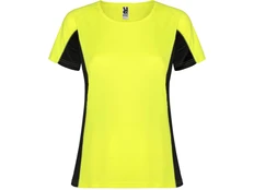 Футболка женская спортивная Roly Shanghai, желтая / черная фото