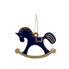 Игрушка елочная деревянная TCTG «Лошадка», синяя фото