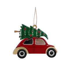 Игрушка елочная деревянная TCTG «Машинка», красная фото