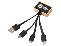 Кабель с подсветкой лого Reedia S6 3 в 1, черный / бежевый фото