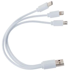 Кабель USB 3 в 1 (Micro, Type-C, Lightning), белый фото