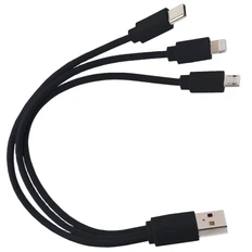 Кабель USB 3 в 1 (Micro, Type-C, Lightning), черный фото