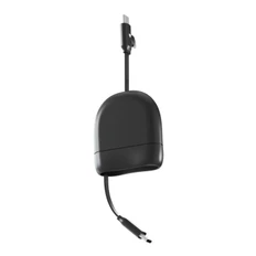 Кабель Xoopar ICE-R с ретрактором 2 в 1, разъемы USB-C и Lightning, 60 Вт, черный фото
