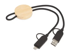 Кабель зарядный универсальный из переработанных материалов Savio Acalypha, черный / бежевый фото