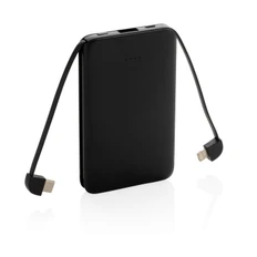 Внешний аккумулятор XD Collection, 5000 mAh, встроенные кабели, черный фото