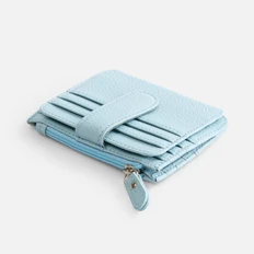 Картхолдер на молнии из натуральной кожи Unison, голубой фото