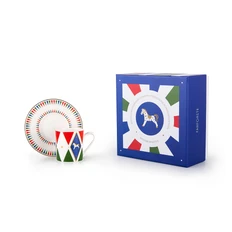 Кофейная пара Farforite «Зеленая ярмарка» 120 мл в подарочной коробке, белая / синяя / красная /зеленая фото