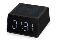 Колонка беспроводная с часами и функцией беспроводной зарядки Sentry, черная фото