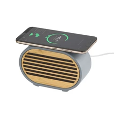 Колонка Bluetooth с функцией беспроводной зарядки Stonehenge, серая / бежевая фото