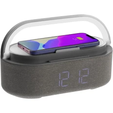 Колонка с часами и беспроводной зарядкой Veske ver.2, серая фото