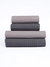 Комплект полотенец вафельных Home One, 50х90 - 2 шт, 70х140 - 2 шт, темно-серый / светло-серый фото