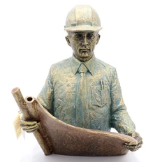 Композиция «Начальник производства» бронза с чернением, золотистый фото