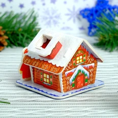 Конструктор фигурки Unicon «Дом деда Мороза», коричневый фото