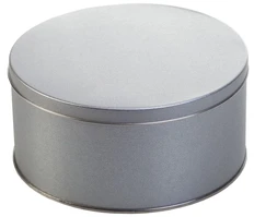 Коробка круглая, средняя, серебристая фото