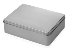 Коробка прямоугольная жестяная, серебристая фото