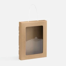 Коробка с белой ручкой Pacanelle, S, крафт фото