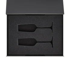 Коробка с ложементом для двух бокалов для шампанского, средняя, темно-серая фото